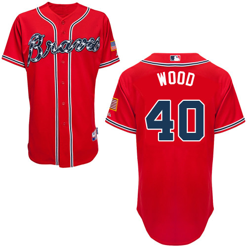 Alex Wood #40 Youth Baseball Jersey-Atlanta Braves Authentic 2014 Red MLB Jersey